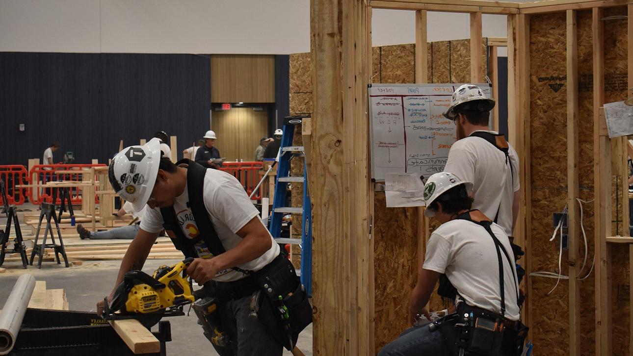 Students work on construction projects at the Colorado Skills USA competition